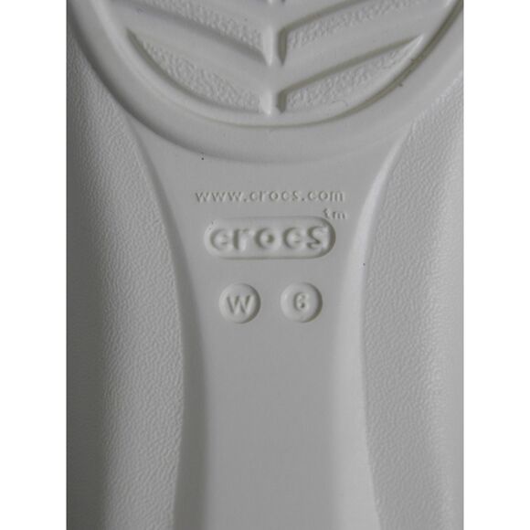 Crocs White Slip On Sandals With Silver Ridged Detail Size 6 - Picture 5 of 5